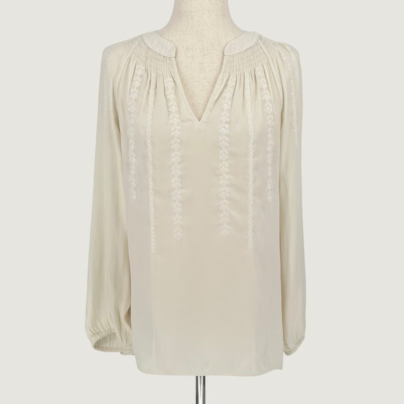 Lilly Pulitzer Tops - Lilly Pulitzer Women Embroidered Smocked Boho Peasant Blouse Size S Cream Resort